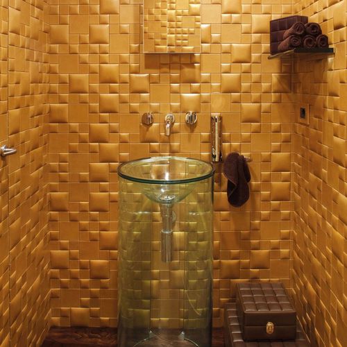 Leather wall-covering - PEARL : ORO EGIZIANO - Studio Art - 3D / tile look / for domestic use