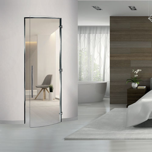 Interior door - I NEUTRI : TRANSPARENT - Casali - tempered glass / stainless steel / swing
