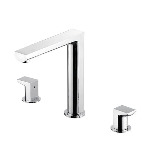 Countertop double-handle mixer tap - 6790-98-80CP - JUSTIME - chrome-plated brass / stainless steel / kitchen