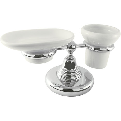 Metal soap dish - RETRO-TRES: 12463613 - TRES Grifería - ceramic / with toothbrush holder
