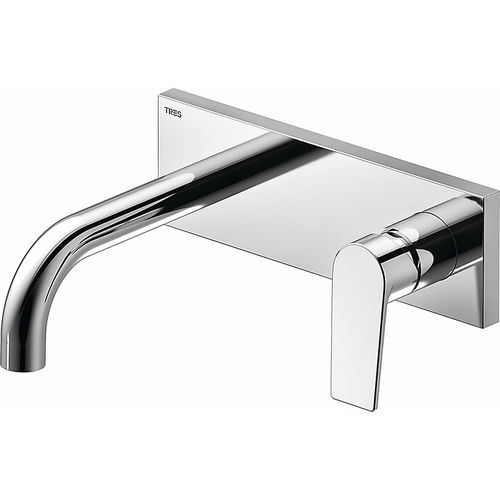 Washbasin mixer tap - 21120001 - TRES Grifería - wall-mounted / chromed metal / bathroom