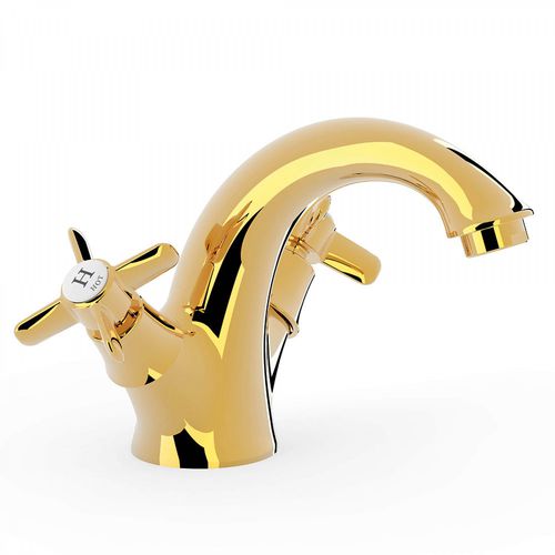 Double-handle washbasin mixer tap - TRES-CLASIC: 24210201OR - TRES Grifería - countertop / metal / bathroom