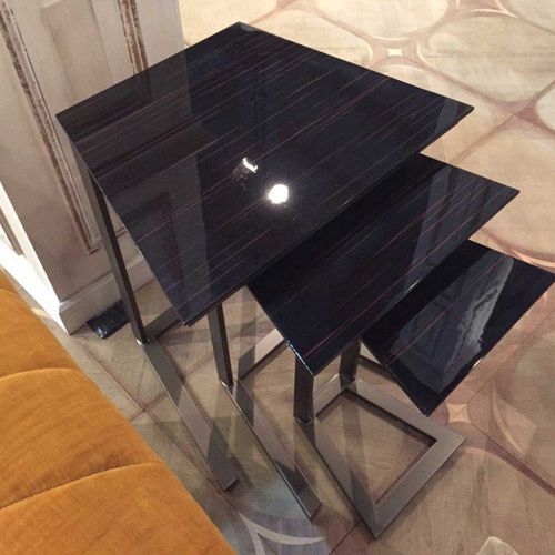 Contemporary nesting tables - FEDRO - Mantellassi 1926 - wood veneer / metal base / rectangular
