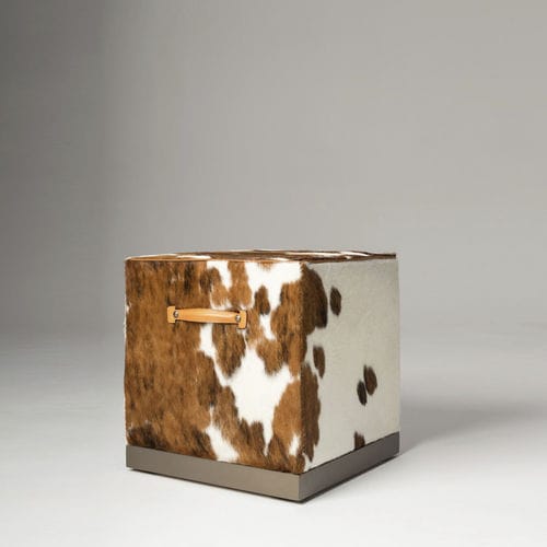 Contemporary pouf - FEDRO - Mantellassi 1926 - fabric / steel / cowhide
