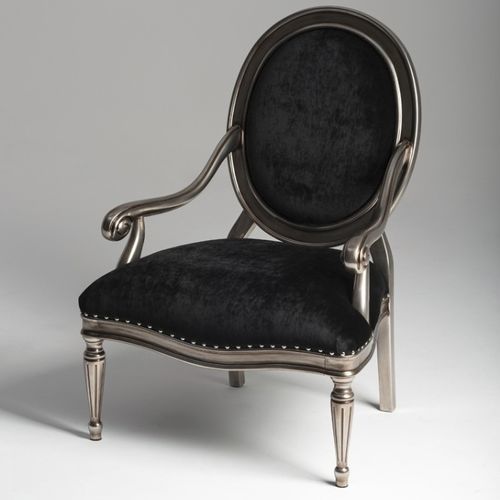 Traditional armchair - ATOLLO - Mantellassi 1926 - fabric / medallion / black