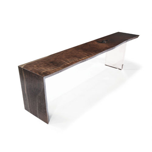 Contemporary bench - PLEXI - Hudson Furniture - walnut / Plexiglas®