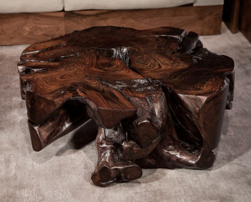 Contemporary coffee table - ROOT - Hudson Furniture - Plexiglas® / teak / rosewood