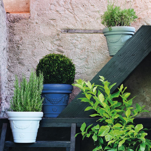 Low-density polyethylene (LDPE) plant pot - DECORATI FESTONATO - SERRALUNGA - round / home / white