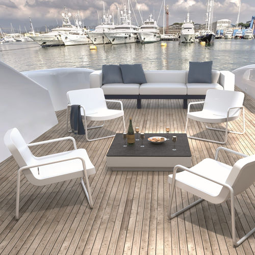 Contemporary armchair - TIME OUT  - SERRALUNGA - low-density polyethylene (LDPE) / low-density polyethylene (LDPE) / with footrest