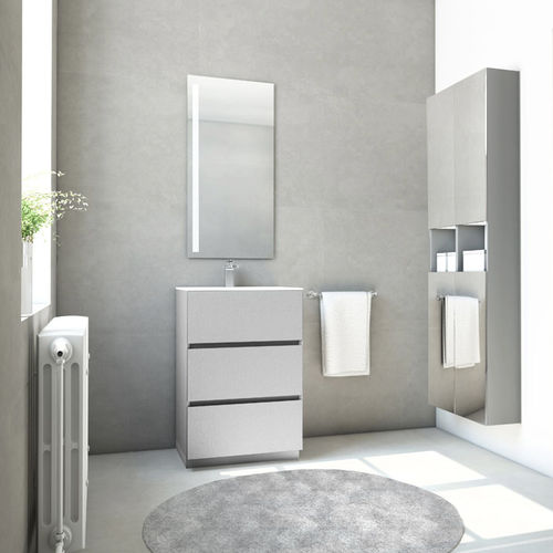 Free-standing washbasin cabinet - CUERO GRIS MI - Dica - laminate / metal / resin
