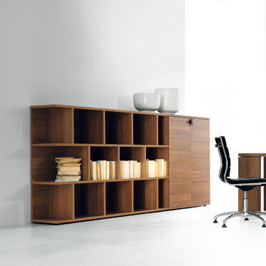 Low filing cabinet - LITHOS - Della Rovere - tall / wooden / with hinged door