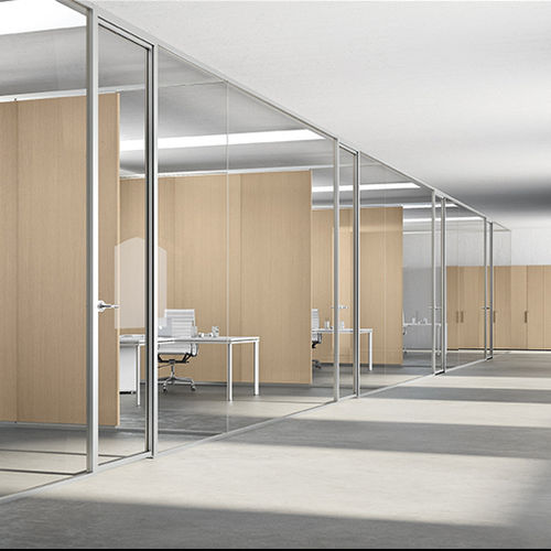 Fixed partition - HABITAT 50 - Della Rovere - with glass panel / metal / for offices