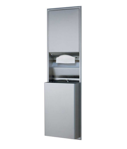 Built-in paper towel dispenser - B-3942 ClassicSeries® - Bobrick Washroom Equipment - stainless steel / with trash can