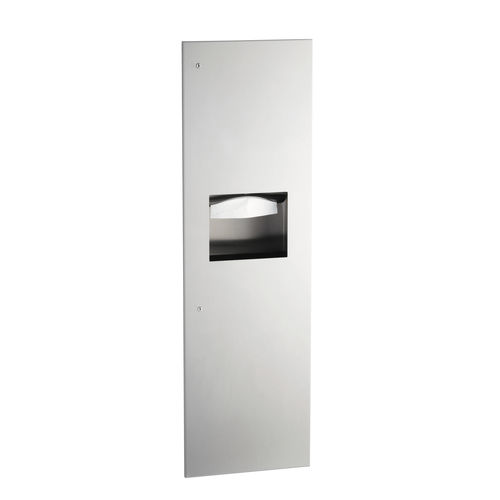 Built-in paper towel dispenser - B-39003 TRIMLINESERIES&trade; - Bobrick Washroom Equipment - stainless steel / with trash can