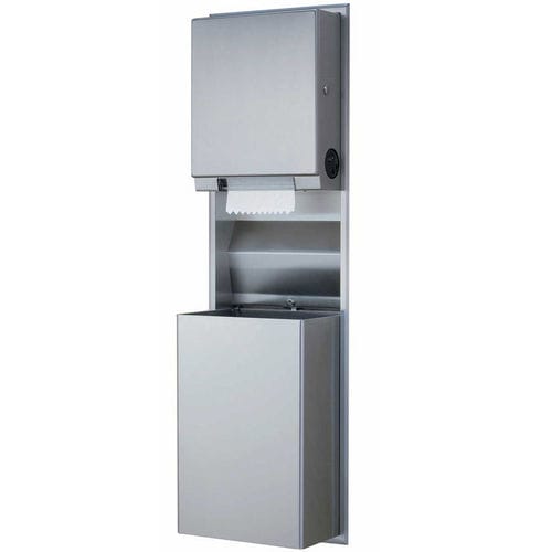 Wall-mounted paper towel dispenser - B-39617 ClassicSeries® - Bobrick Washroom Equipment - stainless steel / with trash can