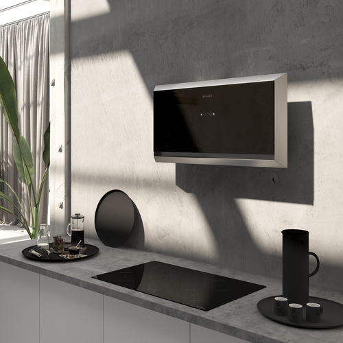 Wall-mounted range hood - TWICE - Faber S.p.A - with built-in lighting / original design / low-noise