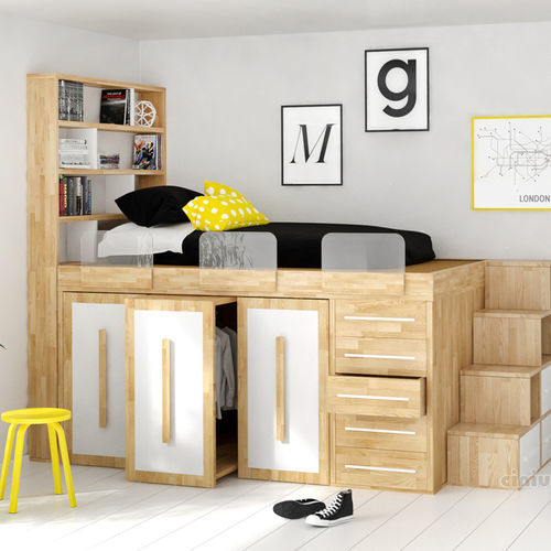 Single bed - Londra - Cinius - contemporary / child's / with wardrobe