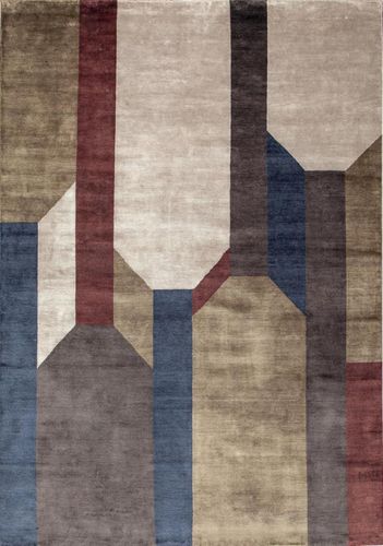 Contemporary rug - BEIGE - Sirecom Tappeti - geometric / bamboo fiber / rectangular