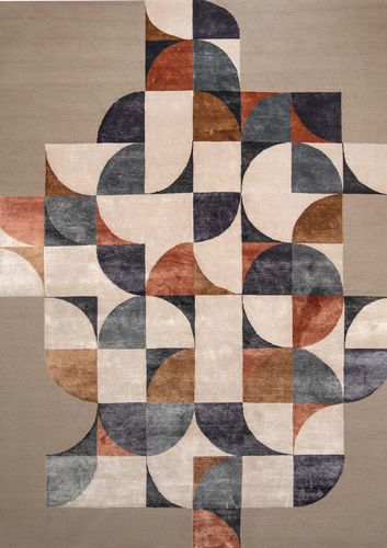 Contemporary rug - BANDA LARGA APRICOT - Sirecom Tappeti - patterned / bamboo fiber / New Zealand wool