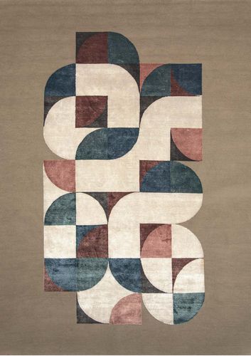 Contemporary rug - BANDA CORTA MINT - Sirecom Tappeti - patterned / bamboo fiber / New Zealand wool