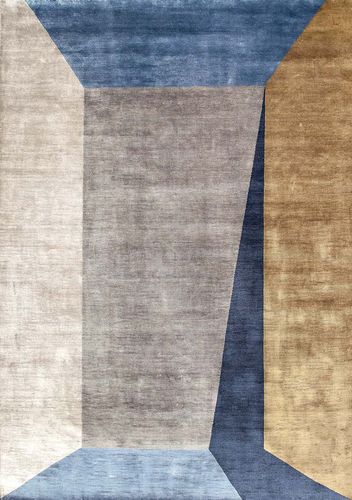 Contemporary rug - GOLD - Sirecom Tappeti - geometric / bamboo fiber / rectangular