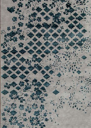 Contemporary rug - MOSAIC 100 - Sirecom Tappeti - patterned / bamboo fiber / New Zealand wool