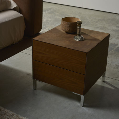 Contemporary Bedside Table Tuscan Falegnami Oak Ash Metal Base