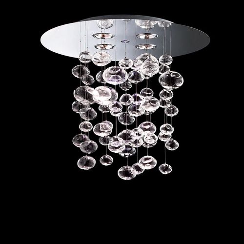 Contemporary chandelier - ETHER S 90 - Leucos srl - glass / polished steel / commercial