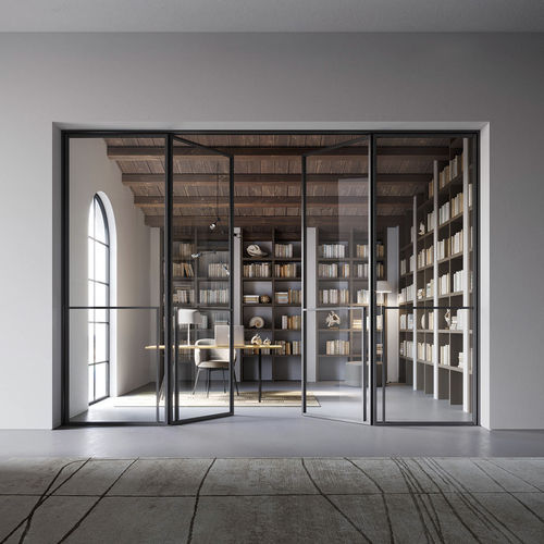 Interior door - TIP L1&L2 NOIR - BARAUSSE - glass / aluminum / swing