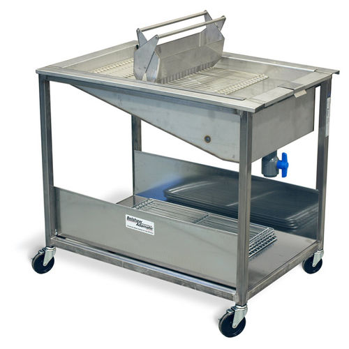 Doughnut glazing prep table - HG18C - ADAMATIC - stainless steel / with sink / on casters