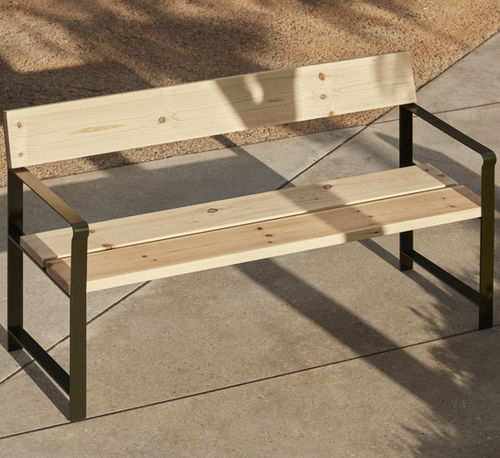 Contemporary public bench - SISA - Escofet - pine / with backrest / without backrest