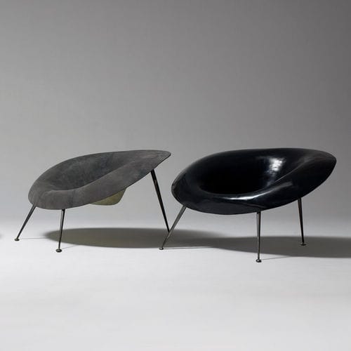 Original design armchair - NIDO - ImperfettoLab - fiberglass / white / gray