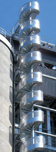 Spiral staircase - GANTOIS Industries - wooden step / metal frame / for commercial buildings