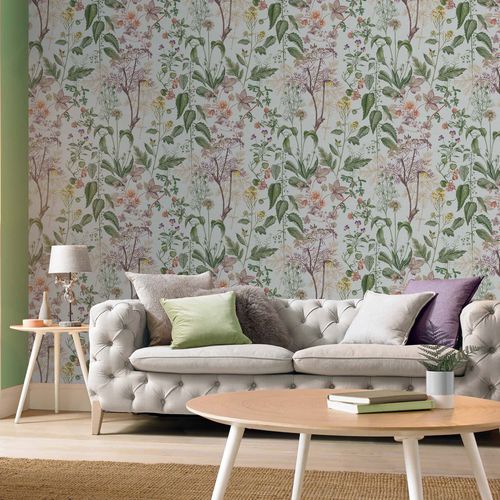 Contemporary wallpaper - EDULIS SAGE - Graham & Brown - nature pattern / fabric look / beige