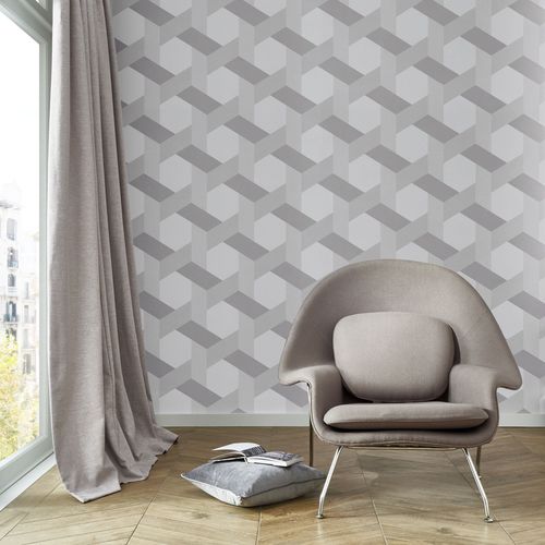 Contemporary wallpaper FRACTAL GREY Graham & Brown geometric