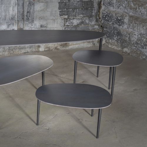 Contemporary coffee table - FUZGAL - TRISS - lacquered steel / ceramic / home