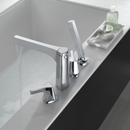 Double-handle shower mixer tap - ZURA : T4774 - Delta - for bathtub / deck mounted / chromed metal