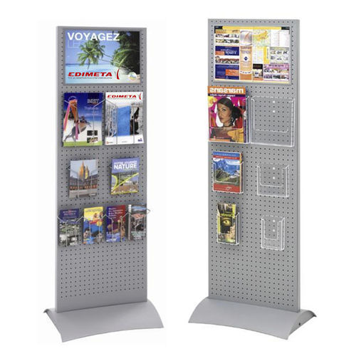 Self-supporting brochures rack - 216650  - EDIMETA - aluminum / for shop / with panels