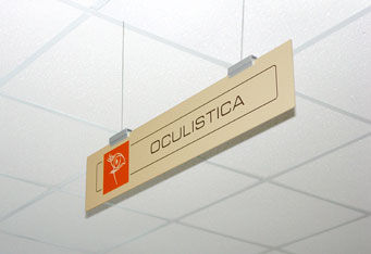 Hanging signboard - AQUA  - SEBERG - aluminum / double-sided / orientation