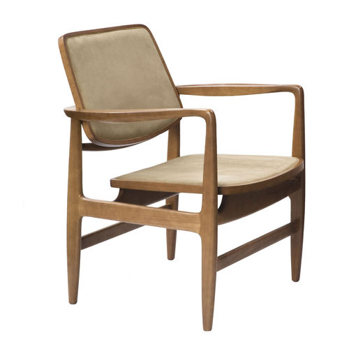 Contemporary armchair - OSCAR - Triode Design - wooden / solid wood / upholstered