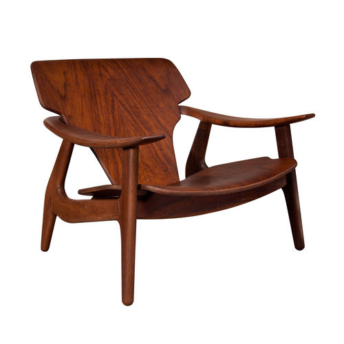 Contemporary armchair - DIZ - Triode Design - oak / wood veneer / brown
