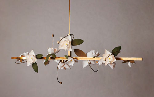 Contemporary chandelier - LURE  - Triode Design - brass / cotton / paper