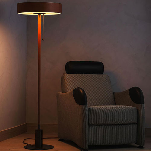 Floor-standing lamp - MONOSCOPE  - Triode Design - aluminum / brass / borosilicate glass