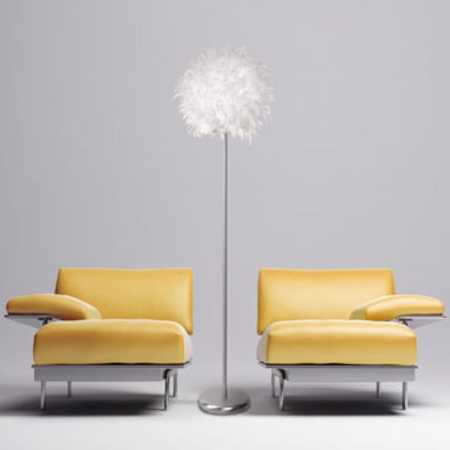 Floor-standing lamp - FENDY - Home Switch Home - Thawaru - opalescent glass / feather / contemporary