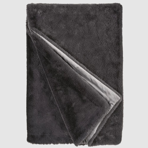 Faux fur throw blanket - C - GUANACO GRAPHIT 912 - TISCA ITALIA - PES