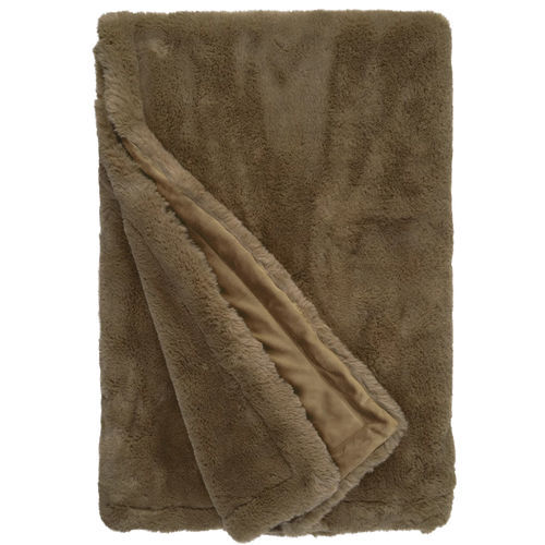 Faux fur throw blanket - C - GUANACO CAPPUCCINO 865 - TISCA ITALIA - PES