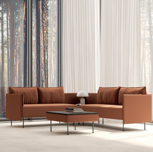 Contemporary coffee table - Creva - Kusch & Co - wooden / metal base / wooden base