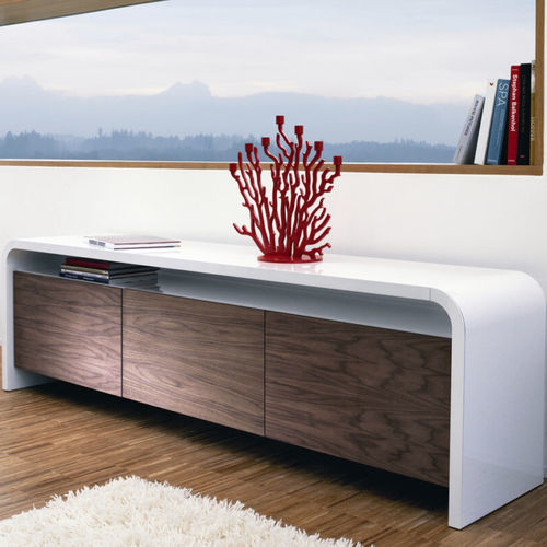 Contemporary sideboard - L 14-2 | L 14-3 - Müller - polished stainless steel / wood veneer / American walnut