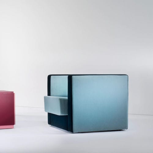 Bauhaus design armchair - D1N - Tecta - fabric / leather / blue