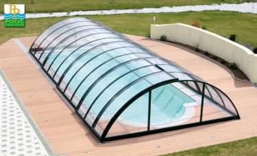 Mid-high swimming pool enclosure - CLASSIC - luxe-pools - telescopic / stainless steel / manual